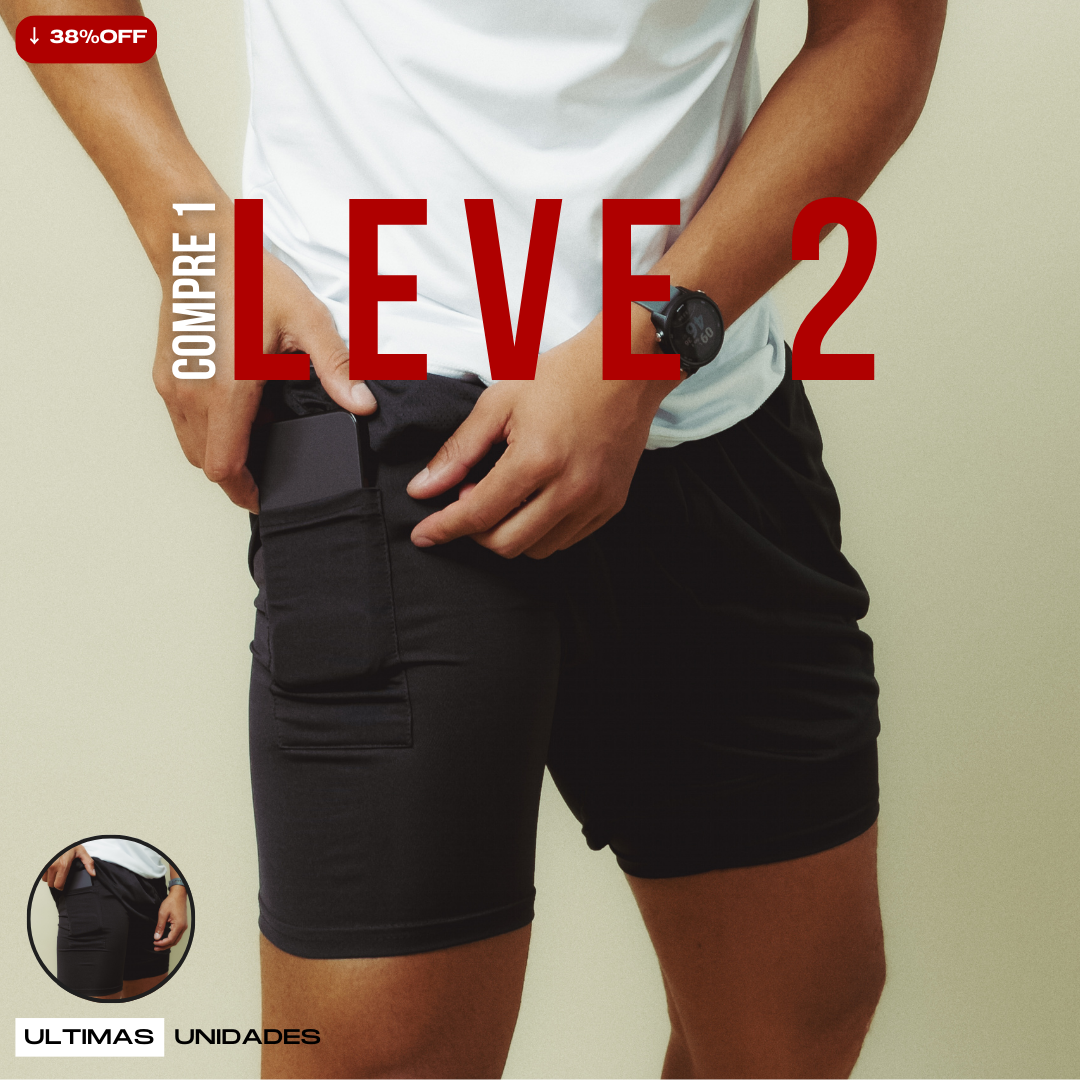 Shorts Comfort-Fit de Compressão - COMPRE 1 LEVE 2 •
