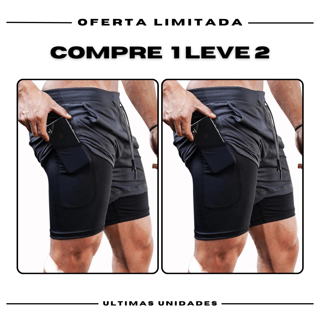 Shorts Comfort-Fit de Compressão - COMPRE 1 LEVE 2 •