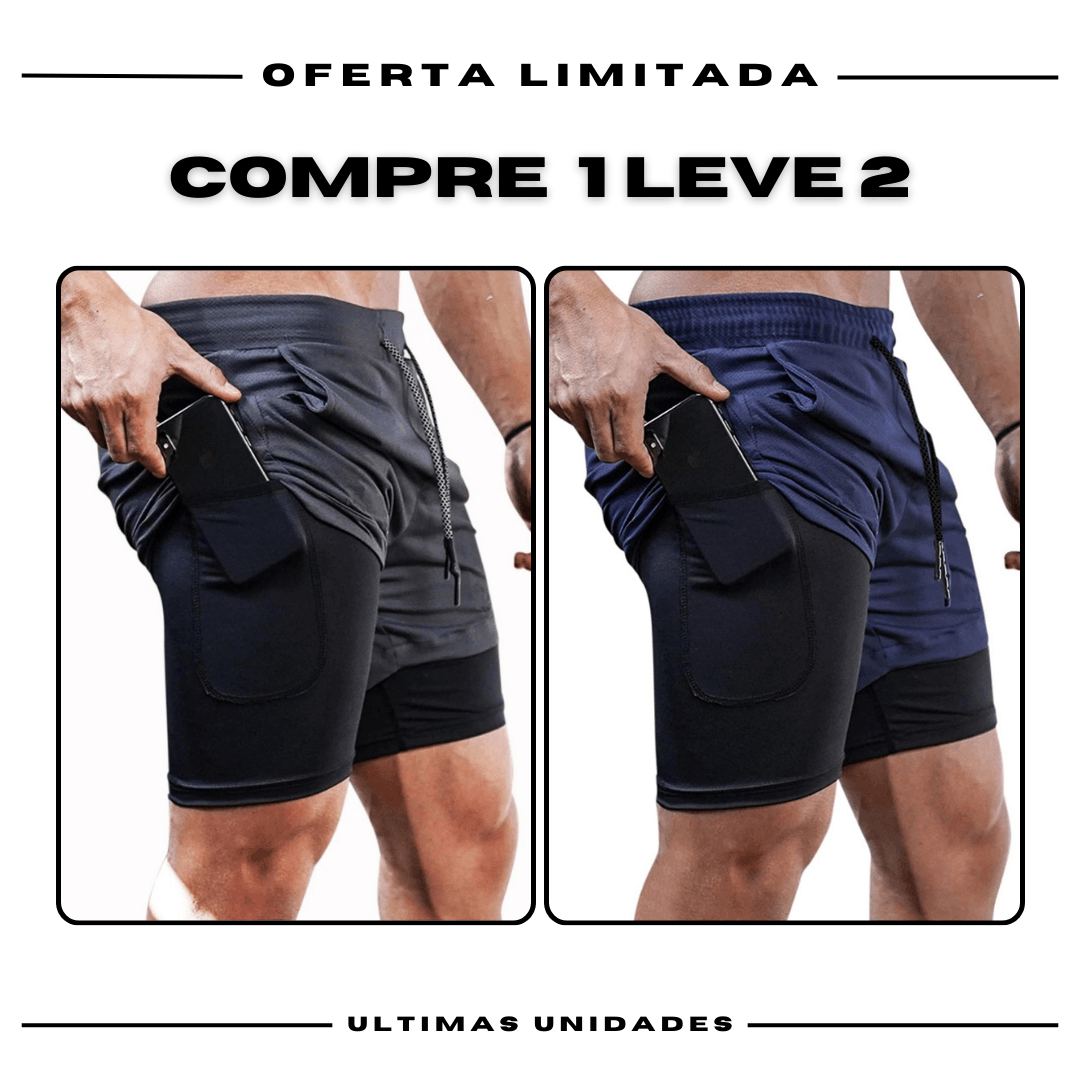 Kit 2 Bermudas de Compressão 2 em 1 Fila ProFit [COMPRE 01 LEVE 02]
