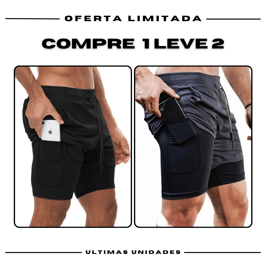 Shorts Comfort-Fit de Compressão - COMPRE 1 LEVE 2 •