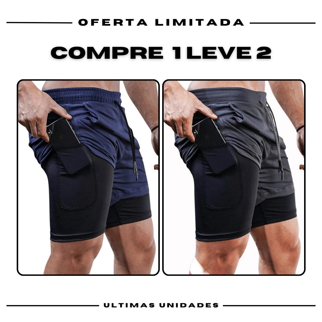 Shorts Comfort-Fit de Compressão - COMPRE 1 LEVE 2 •