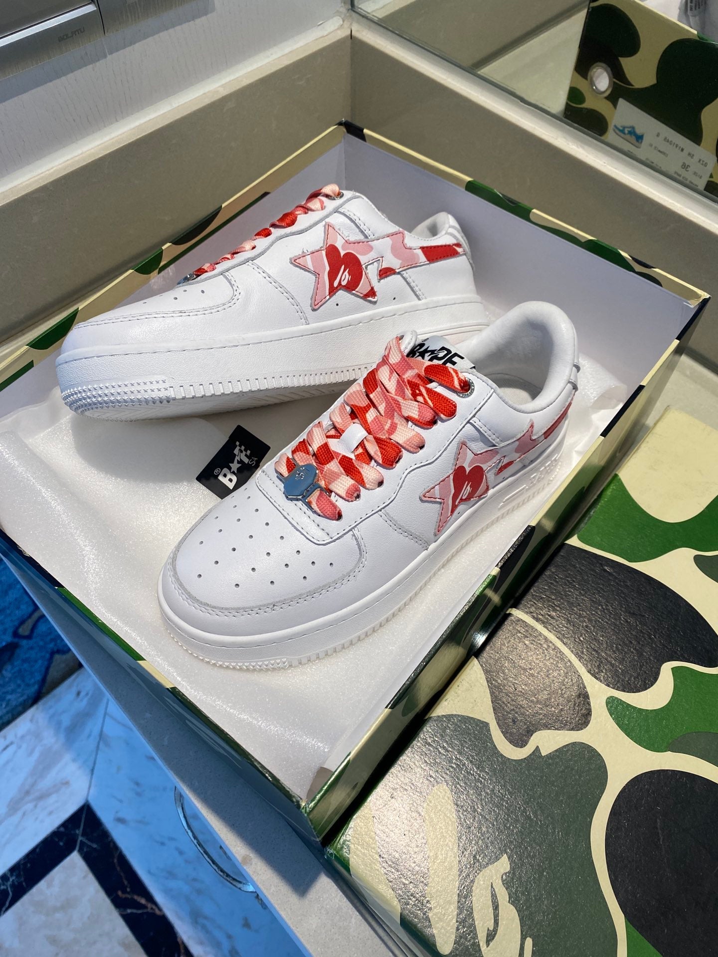 BAPE 'LOW ABC CAMO WHITE PINK'