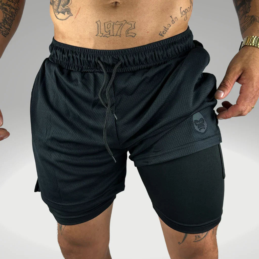 Kit 3 Shorts 2 em 1 Para Academia, Corrida e Lazer