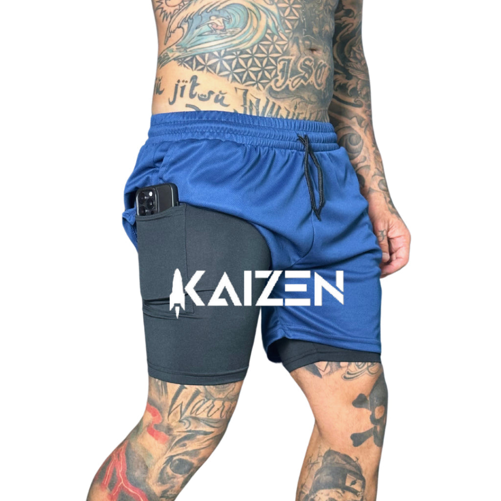 Shorts masculino academia 2 em 1 kaizen