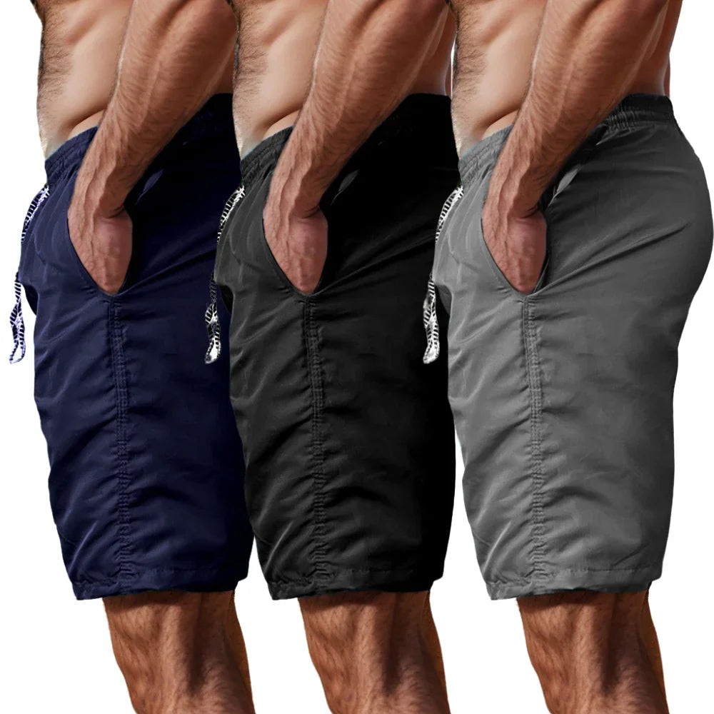 Kit 3 Bermudas Shorts Tactel Masculinas Lisas