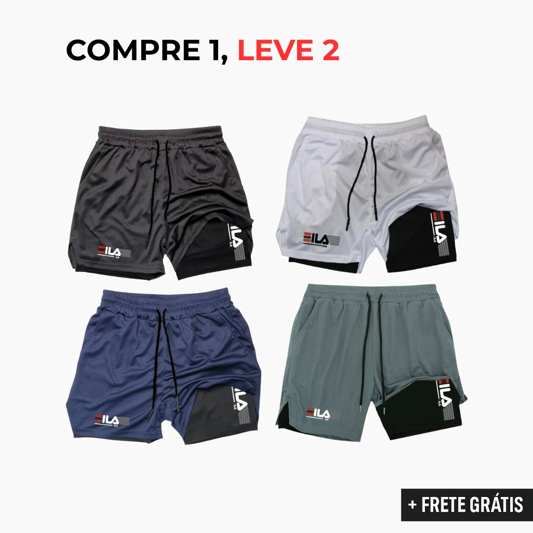 Kit 2 Bermudas de Compressão 2 em 1 Fila ProFit [COMPRE 01 LEVE 02]